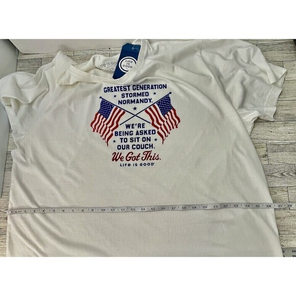 Life is Good Shirt Womens XXL Crusher Tee White We Got This America Patriotic - Picture 7 of 10